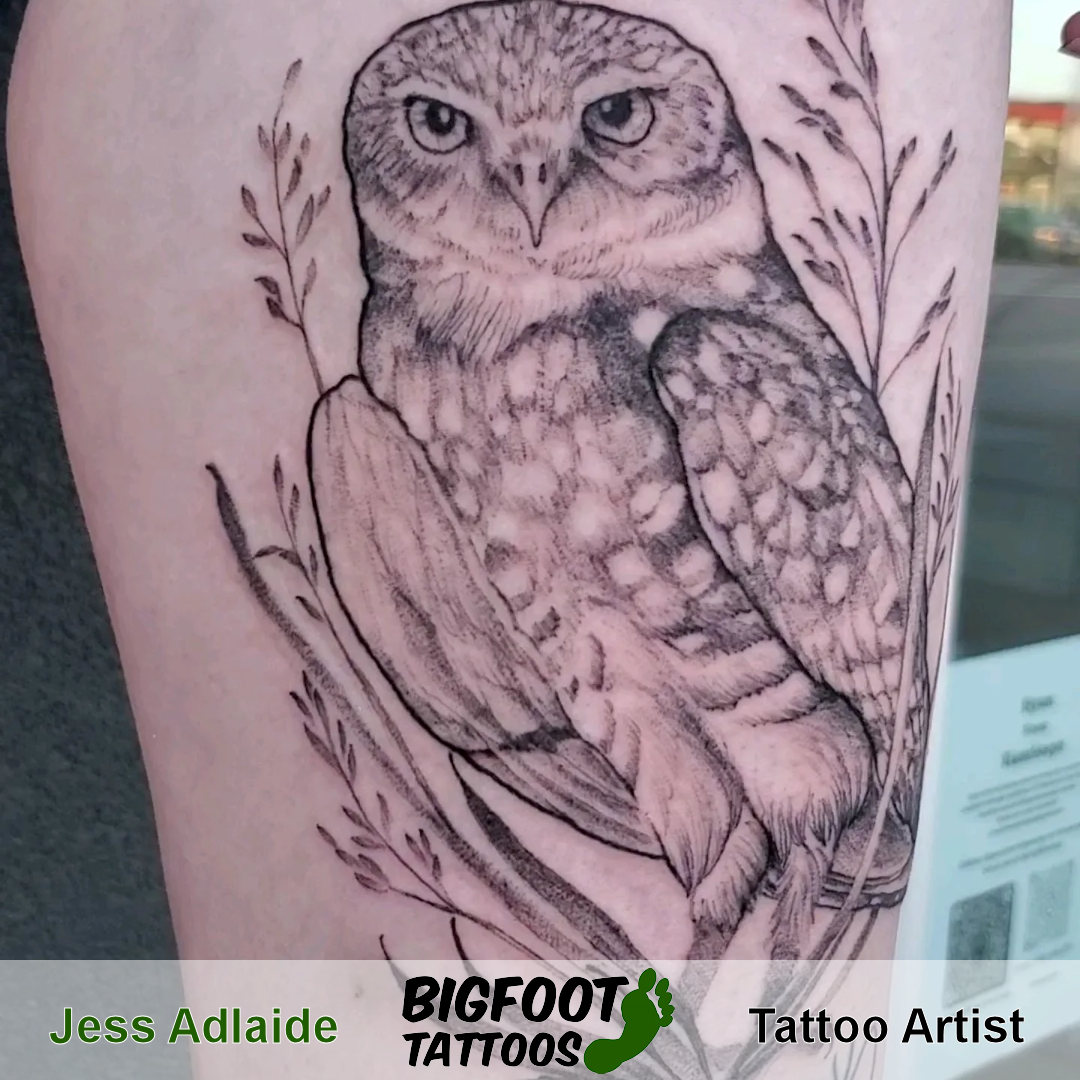 Burrowing Owl Tattoo — Jess Adlaide Burrowing Owl Tattoo — Jess Adlaide