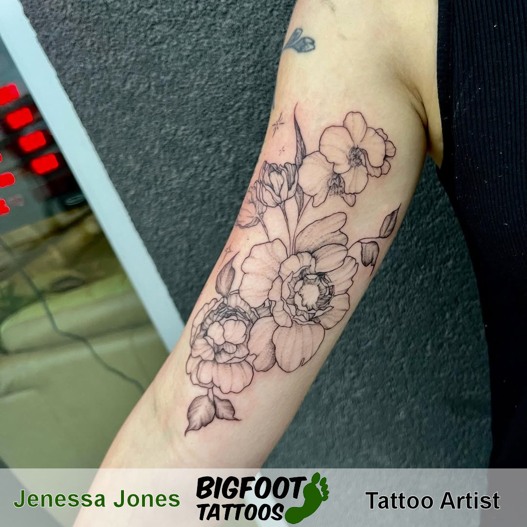 Fineline Floral Tattoo — Jenessa Jones Fineline Floral Tattoo — Jenessa Jones