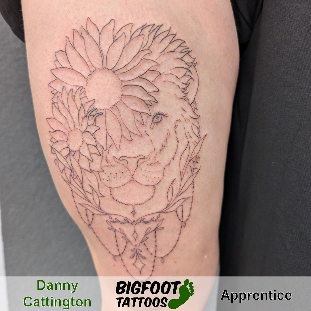 Sunflower Lion Tattoo — Danny Cattington Sunflower Lion Tattoo — Danny Cattington