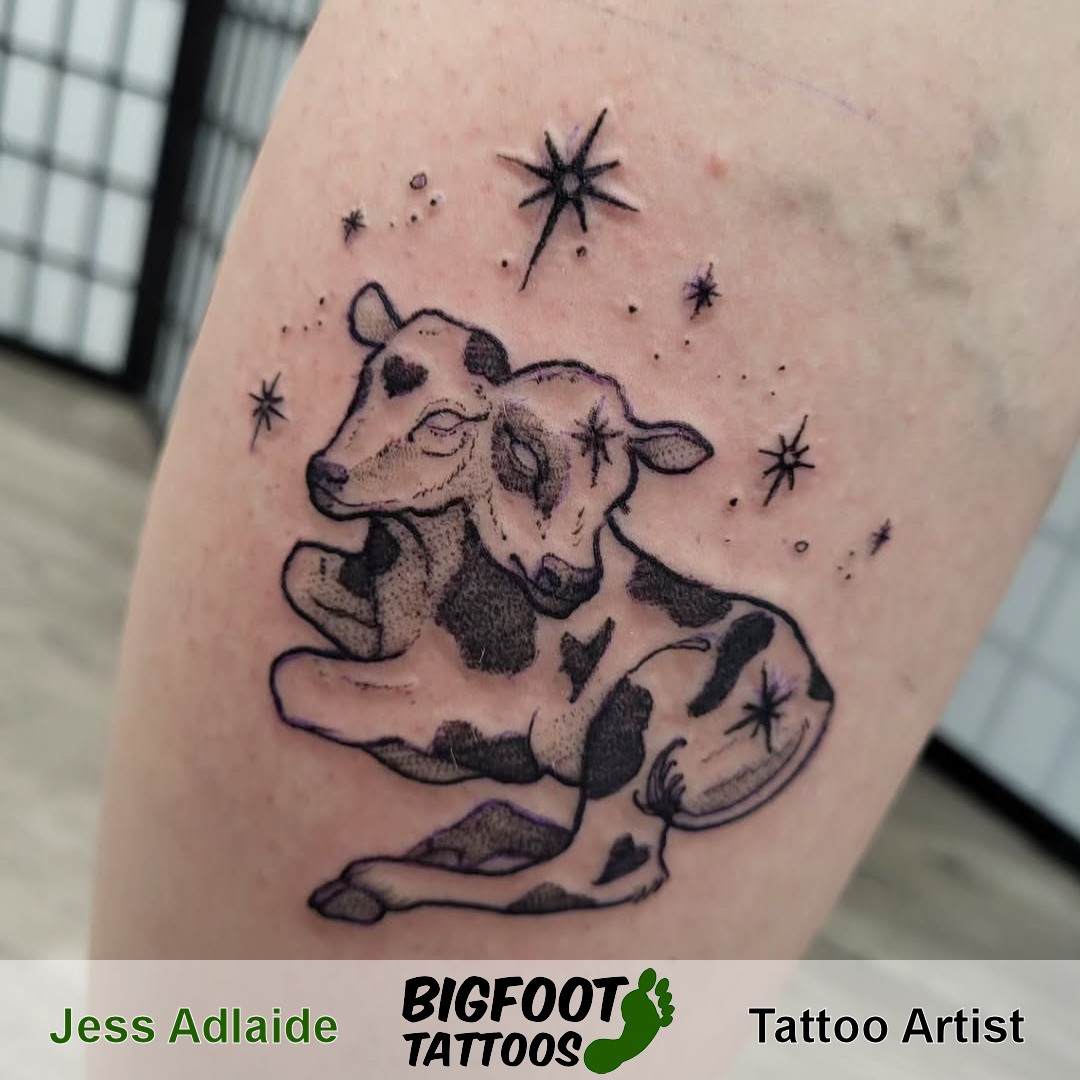 Two Headed Cow Tattoo — Jess Adlaide Two Headed Cow Tattoo — Jess Adlaide
